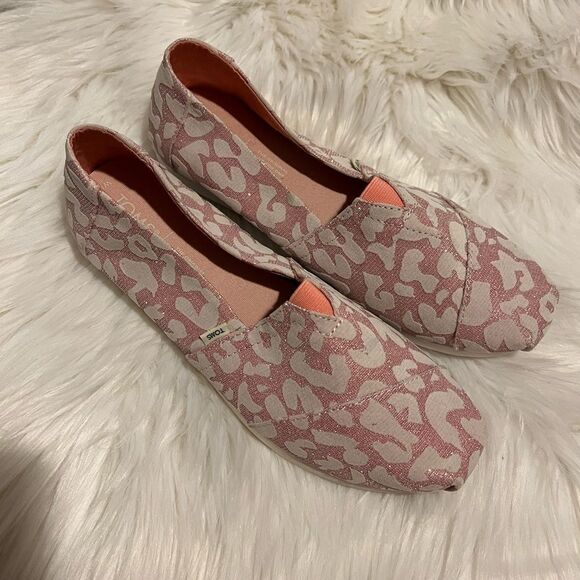 TOMS Coral almond flocked glitter cheetah Shoes Limited Edition - Picture 2 of 7